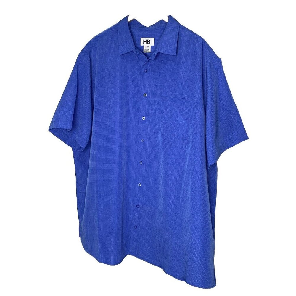 NWT HB Men’s short sleeve button Shirt collared Royal blue  Size 2xlt